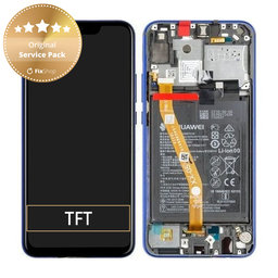 Huawei P Smart Plus (Nova 3i) - LCD Kijelző + Érintőüveg + Keret + Akkumulátor (Iris Purple) - 02352BUH Genuine Service Pack