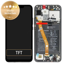 Huawei P Smart Plus (Nova 3i) - LCD Kijelző + Érintőüveg + Keret + Akkumulátor (Black) - 02352BUE Genuine Service Pack