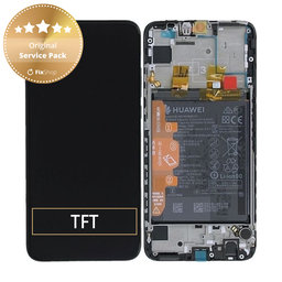 Huawei P Smart (2019), P Smart Plus (2019) - LCD Kijelző + Érintőüveg + Keret + Akkumulátor (Midnight Black) - 02352JEY, 02352JFA Genuine Service Pack