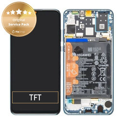 Huawei P30 Lite - LCD Kijelző + Érintőüveg + Keret + Akkumulátor (Peacock Blue) - 02352RQA Genuine Service Pack