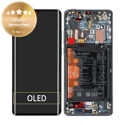 Huawei P30 Pro - LCD Kijelző + Érintőüveg + Keret + Akkumulátor (Mystic Blue) - 02353DGJ Genuine Service Pack