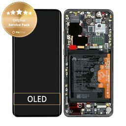 Huawei P40 Pro - LCD Kijelző + Érintőüveg + Keret + Akkumulátor + Ujjlenyomat-Érzékelő (Black) - 02353PJG Genuine Service Pack