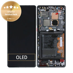 Huawei Mate 40 Pro NOH-NX9 - LCD Kijelző + Érintőüveg + Keret + Akkumulátor (Black) - 02353YMT Genuine Service Pack