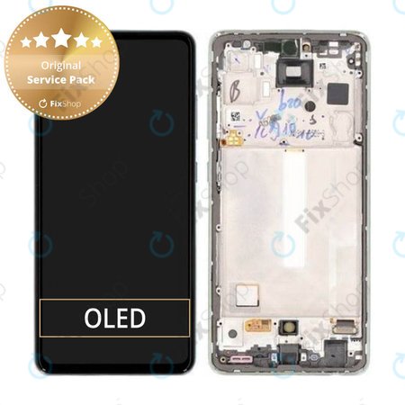 Samsung Galaxy A52s 5G A528B - LCD Kijelző + Érintőüveg + Keret (Awesome Mint) - GH82-26861E, GH82-26863E, GH82-26910E, GH82-26909E Genuine Service Pack