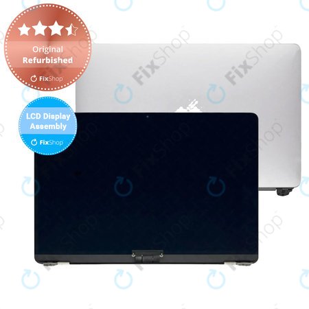 Apple MacBook Air 13" A1932 (2019), 13" A2179 (2020) - LCD Kijelző + Előlapi Üveg + Fedőlap (Silver) Original Refurbished