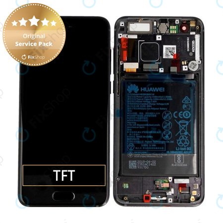 Huawei Honor 9 - LCD Kijelző + Érintőüveg + Keret + Akkumulátor (Midnight Black) - 02351LGK Genuine Service Pack