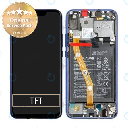 Huawei P Smart Plus (Nova 3i) - LCD Kijelző + Érintőüveg + Keret + Akkumulátor (Iris Purple) - 02352BUH Genuine Service Pack