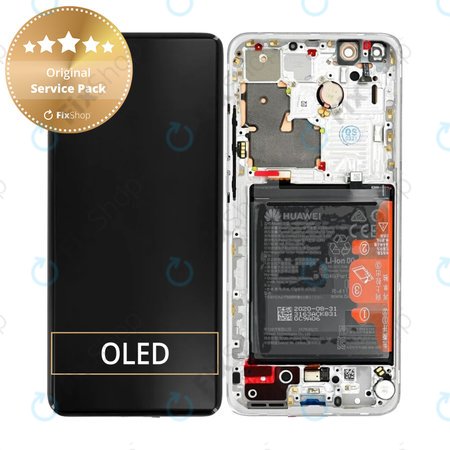 Huawei P40 Pro Plus - LCD Kijelző + Érintőüveg + Keret + Akkumulátor (White Ceramic) - 02353RBJ Genuine Service Pack