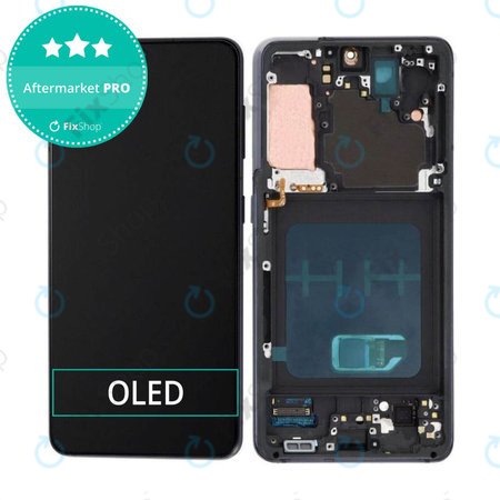 Samsung Galaxy S21 G991B - LCD Kijelző + Érintőüveg + Keret (Phantom Grey) OLED