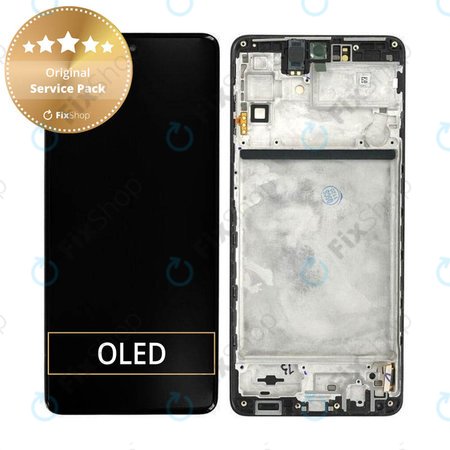 Samsung Galaxy M51 M515F - LCD Kijelző + Érintőüveg + Keret (Celestial Black) - GH82-23568A, GH82-24168A, GH82-24166A Genuine Service Pack