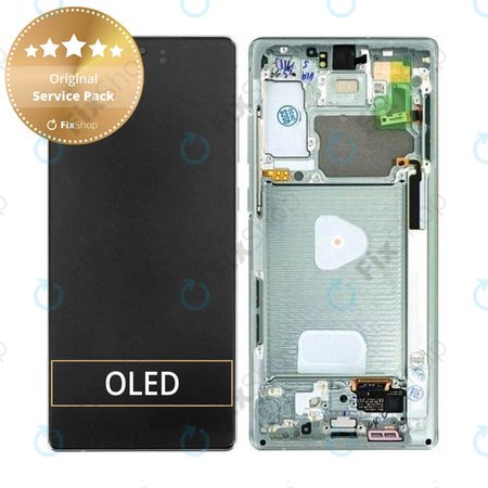 Samsung Galaxy Note 20 N980B - LCD Kijelző + Érintőüveg + Keret (Mystic Green) - GH82-23495C, GH82-23733C Genuine Service Pack