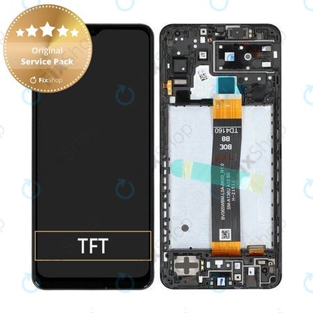 Samsung Galaxy A13 5G A136B - LCD Kijelző + Érintőüveg + Keret (Black) - GH82-29077A, GH82-29078A Genuine Service Pack