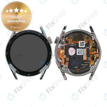 Huawei Watch GT 3 JPT-B19 46mm - LDC Kijelző + Érintőüveg + Keret (Silver) - 02354QMS Genuine Service Pack