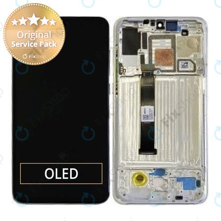 Xiaomi Mi 9 Pro 5G - LCD Kijelző + Érintőüveg + Keret (Dream White) - 5600020F1X00 Genuine Service Pack