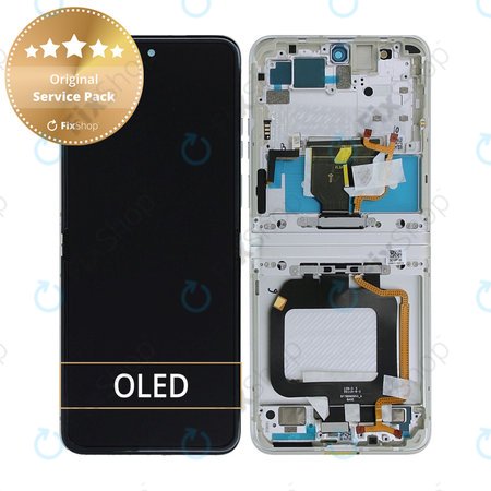 Motorola Razr 40 - LCD Kijelző + Érintőüveg + Keret (Vanilla Cream) - 5D68C22835 Genuine Service Pack