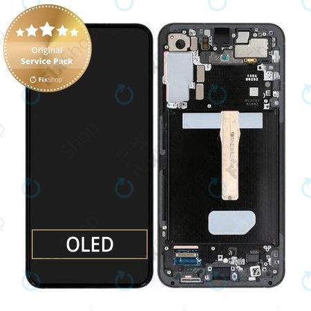 Samsung Galaxy S22 Plus S906B - LCD Kijelző + Érintőüveg + Keret (Graphite) - GH82-27500E, GH82-27501E Genuine Service Pack