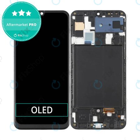 Samsung Galaxy A50 A505F - LCD Kijelző + Érintőüveg + Keret (Black) OLED