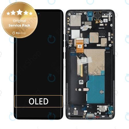 Motorola Edge 50 Pro - LCD Kijelző + Érintőüveg + Keret (Black Beauty) - 5D68C24092, 5D68C24322 Genuine Service Pack