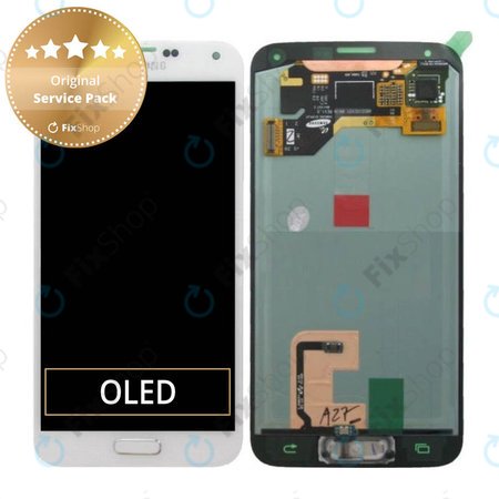 Samsung Galaxy S5 G900F - LCD Kijelző + Érintőüveg (Shimmery White) - GH97-15959A, GH97-15734A Genuine Service Pack