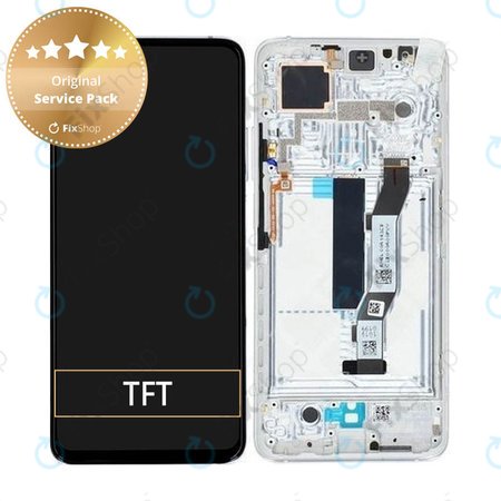 Xiaomi Mi 10T 5G, Mi 10T Pro 5G - LCD Kijelző + Érintőüveg + Keret (Lunar Silver) - 5600040J3S00 Genuine Service Pack