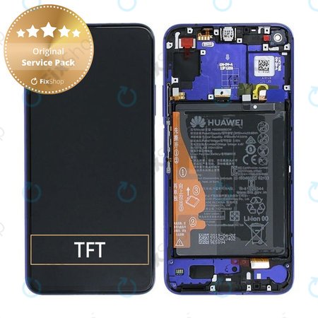 Huawei Honor 20, Nova 5T - LCD Kijelző + Érintőüveg + Keret + Akkumulátor (Blue) - 02352TNQ, 02352SMQ Genuine Service Pack