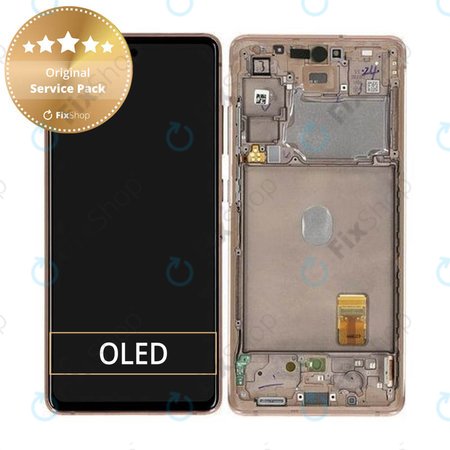 Samsung Galaxy S20 FE 5G G781B - LCD Kijelző + Érintőüveg + Keret (Cloud Orange) - GH82-24214F, GH82-24215F, GH82-29056F Genuine Service Pack