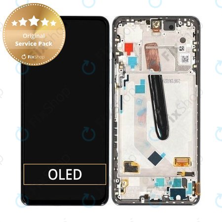 Xiaomi Mi 11i - LCD Kijelző + Érintőüveg + Keret (Cosmic Black) - 5600030K1100 Genuine Service Pack