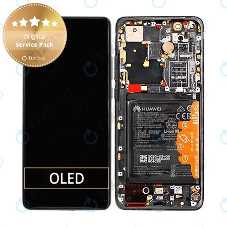 Huawei P40 Pro Plus - LCD Kijelző + Érintőüveg + Keret + Akkumulátor + Ujjlenyomat Érzékelő (Ceramic Black) - 02353RVJ Genuine Service Pack