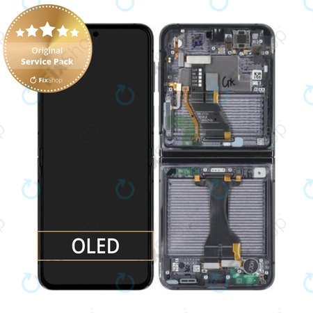 Samsung Galaxy Z Flip 5 F731B - LCD Kijelző + Érintőüveg + Keret (Graphite) - GH82-31827A Genuine Service Pack