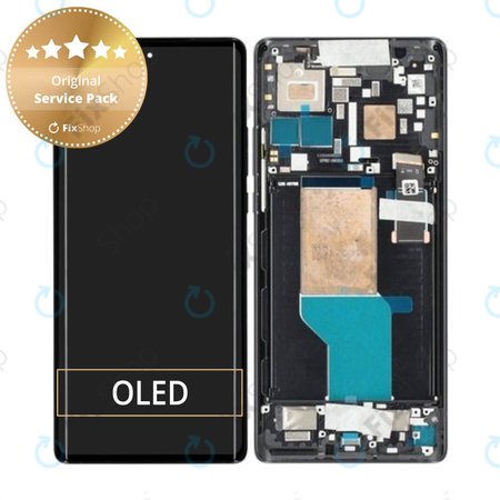 Motorola Edge 30 Ultra - LCD Kijelző + Érintőüveg + Keret (Interstellar Black) - 5D68C21260 Genuine Service Pack