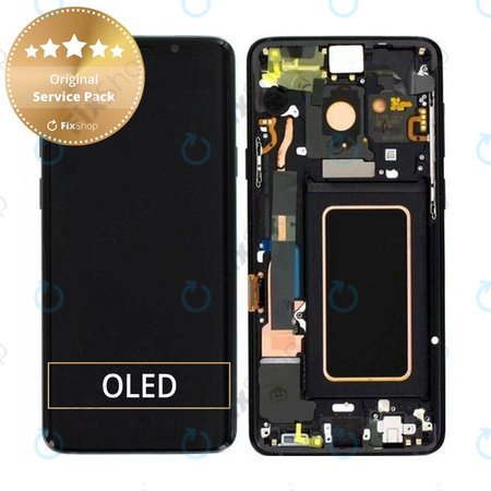 Samsung Galaxy S9 Plus G965F, G965FD - LCD Kijelző + Érintőüveg + Keret (Midnight Black) - GH97-21691A, GH97-21722A, GH97-21692A Genuine Service Pack