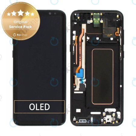 Samsung Galaxy S8 Plus G955F - LCD Kijelző + Érintőüveg + Keret (Midnight Black) - GH97-20470A, GH97-20564A, GH97-20565A Genuine Service Pack