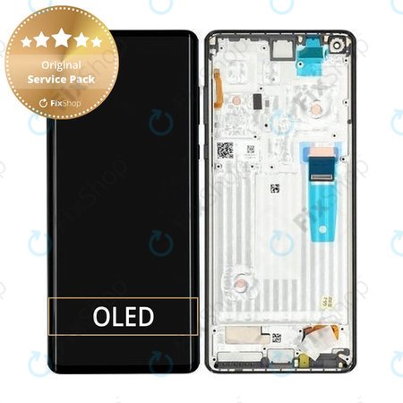 Motorola Edge Plus - LCD Kijelző + Érintőüveg + Keret (Black) - 5D68C16613, 5D68C16473 Genuine Service Pack