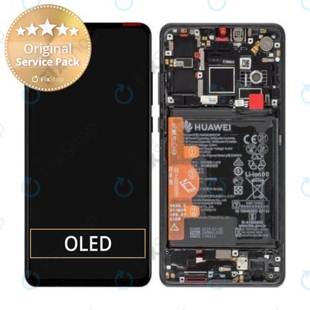 Huawei P30 - LCD Kijelző + Érintőüveg + Keret + Akkumulátor (Black) - 02352NLL, 02354HLT, 0254HMG Genuine Service Pack