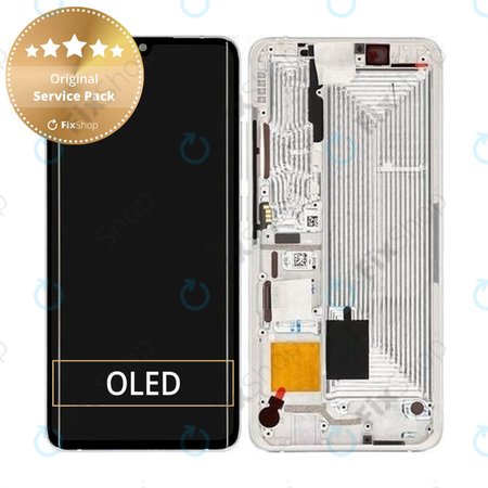 Xiaomi Mi Note 10, Mi Note 10 Pro - LCD Kijelző + Érintőüveg + Keret (Glacier White) - 56000200F400 Genuine Service Pack