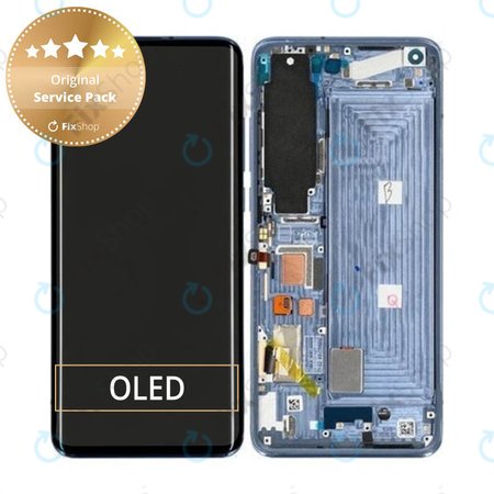 Xiaomi Mi 10 - LCD Kijelző + Érintőüveg + Keret (Twilight Grey) - 56000500J200 Genuine Service Pack