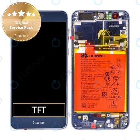 Huawei Honor 8 - LCD Kijelző + Érintőüveg + Keret + Akkumulátor (Sapphire Blue) - 02350USN, 02350USM Genuine Service Pack