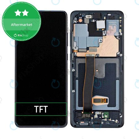 Samsung Galaxy S20 Ultra G988F - LCD Kijelző + Érintőüveg + Keret (Cosmic Black) TFT