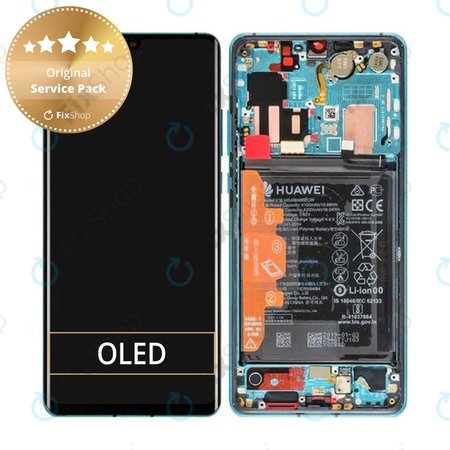 Huawei P30 Pro, P30 Pro 2020 - LCD Kijelző + Érintőüveg + Keret + Akkumulátor (Aurora) - 02352PGE Genuine Service Pack