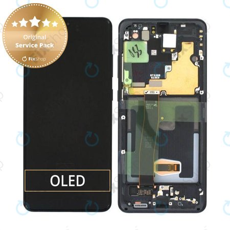 Samsung Galaxy S20 Ultra G988F - LCD Kijelző + Érintőüveg + Keret (Cosmic Black) - GH82-26032A, GH82-26033A Genuine Service Pack