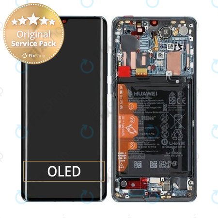 Huawei P30 Pro - LCD Kijelző + Érintőüveg + Keret + Akkumulátor (Mystic Blue) - 02353DGJ Genuine Service Pack