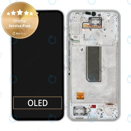 Samsung Galaxy A34 5G A346B - LCD Kijelző + Érintőüveg + Keret (Silver) - GH82-31200B, GH82-31201B Genuine Service Pack