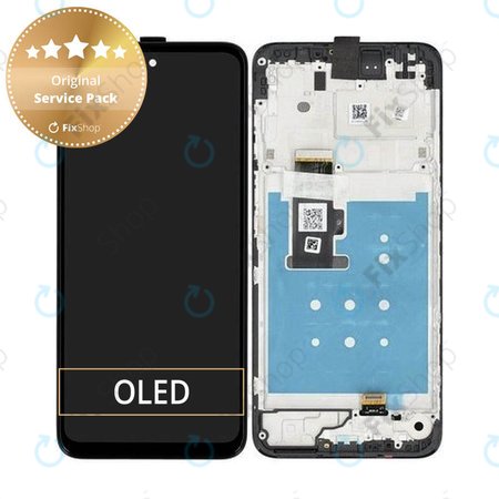 Motorola Moto G13 - LCD Kijelző + Érintőüveg + Keret (Matte Charcoal) - 5D68C22318 Genuine Service Pack