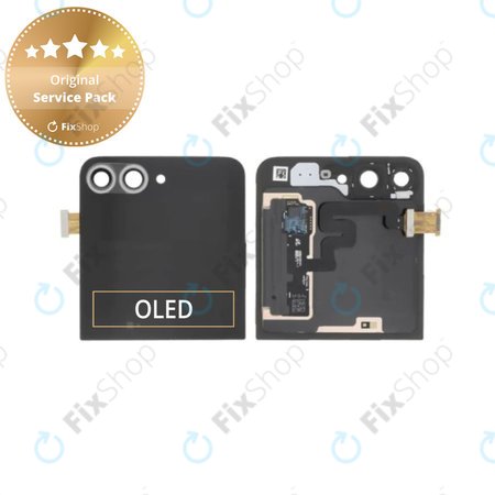 Samsung Galaxy Z Flip 6 F741B - LCD Kijelző + Érintőüveg + Keret (Külső) (Crafted Black) - GH97-30012E Genuine Service Pack