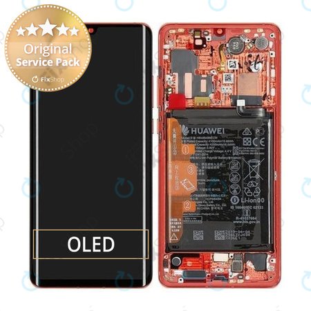 Huawei P30 Pro - LCD Kijelző + Érintőüveg + Keret + Akkumulátor (Amber Sunrise) - 02352PGK Genuine Service Pack