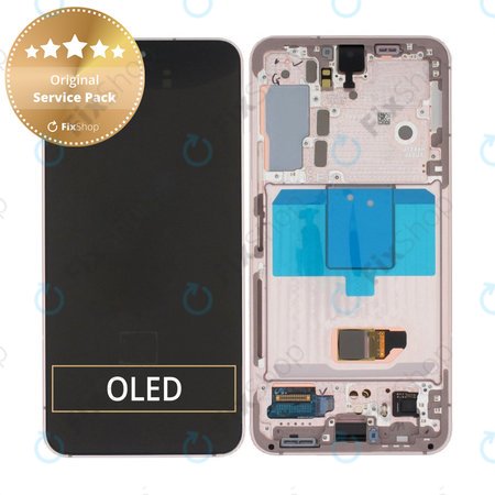 Samsung Galaxy S22 S901B - LCD Kijelző + Érintőüveg + Keret (Pink Gold) - GH82-27520D, GH82-27521D Genuine Service Pack