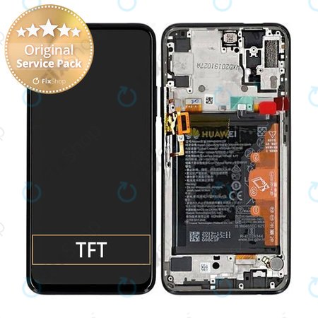 Huawei P Smart Pro - LCD Kijelző + Érintőüveg + Keret (Black) - 02352YLP Genuine Service Pack