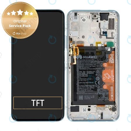 Huawei P Smart Pro - LCD Kijelző + Érintőüveg + Keret + Akkumulátor (Breathing Crystal) - 02353HRD Genuine Service Pack