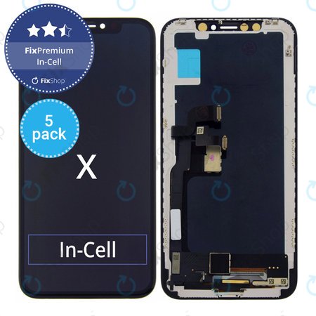 Apple iPhone X - LCD Kijelző + Érintőüveg + Keret In-Cell FixPremium (5db)