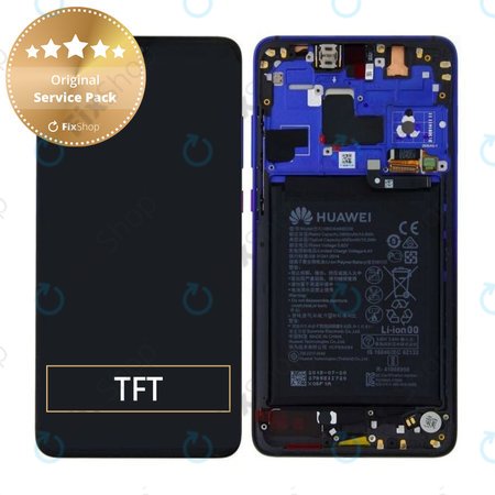 Huawei Mate 20 - LCD Kijelző + Érintőüveg + Keret + Akkumulátor (Twilight) - 02352FRA Genuine Service Pack